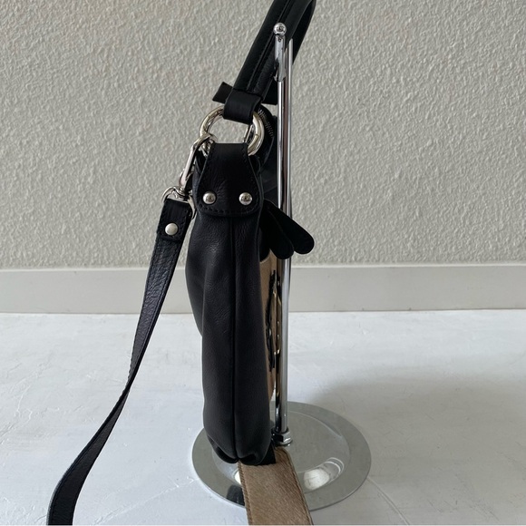 Claudia Firenze Black Leather Calf Hair Handbags Crossbody Bag - Picture 3 of 11